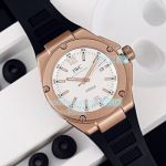 Replica IWC Ingenieur Rose Gold Watch White Dial Black Rubber